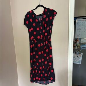 Banana Republic Black and Red Polka Dot Midi Dress